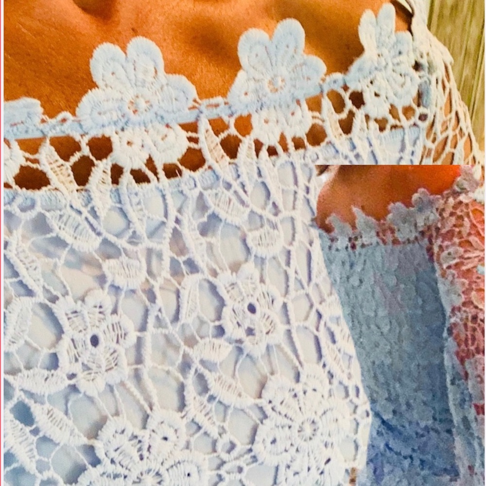 💖🔥ICE BLUE LACE DETAIL MINI DRESS🔥💖 - Picture 3 of 5